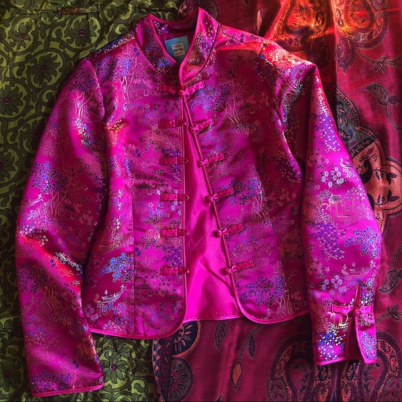1994 Old Navy Hot Pink Asian Brocade Jacket - Picture 5 of 8